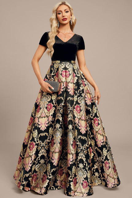 Robe Portefeuille Velours Floral - gallery 7