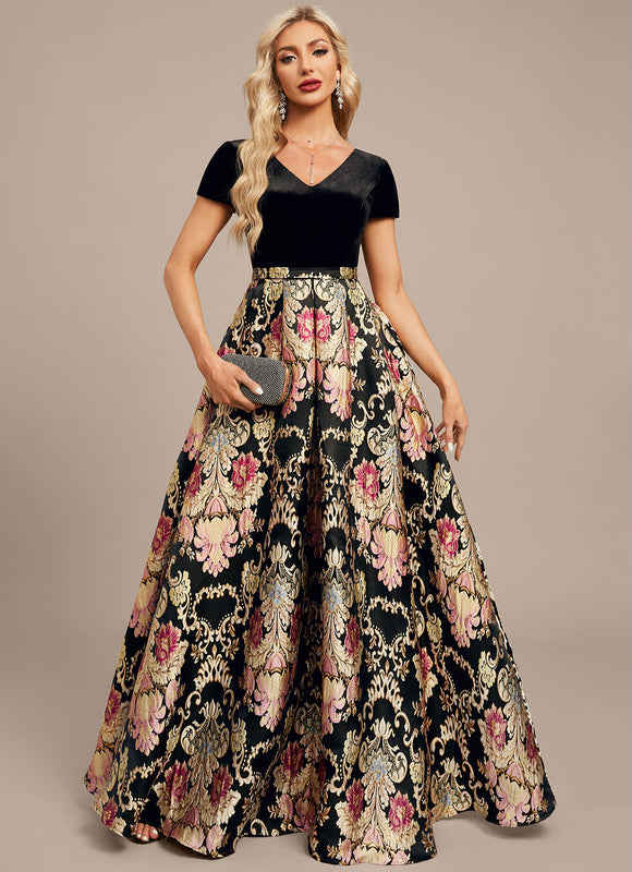 Robe Portefeuille Velours Floral - gallery 7