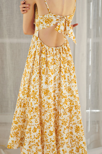 Robe Portefeuille Midi Jaune Floral - gallery 1