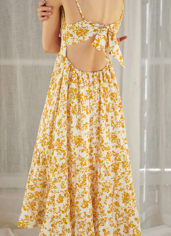 Robe Portefeuille Midi Jaune Floral - gallery 1