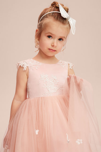 Robe Portefeuille Tulle Enfant Rose - gallery 8