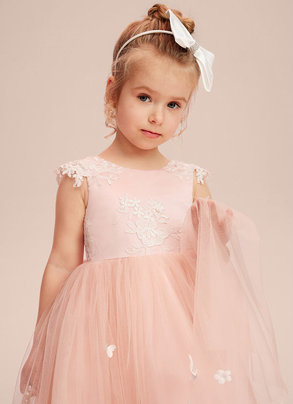 Robe Portefeuille Tulle Enfant Rose - gallery 8