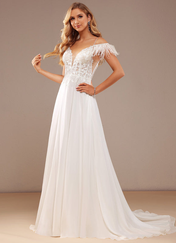 Robe Portefeuille Plume Éthérée - gallery 4