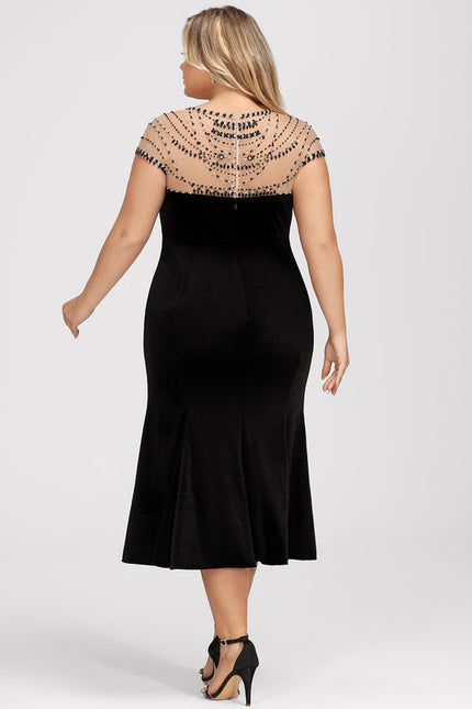 Robe Portefeuille Velours Noir Élégant - gallery 7