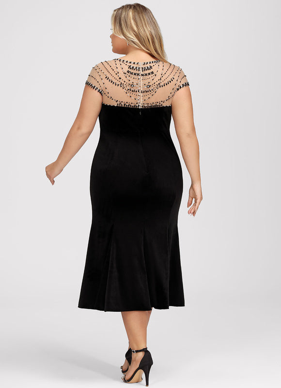 Robe Portefeuille Velours Noir Élégant - gallery 7