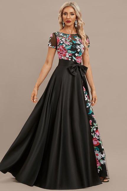 Robe Portefeuille Satinée Fleurie - gallery 3