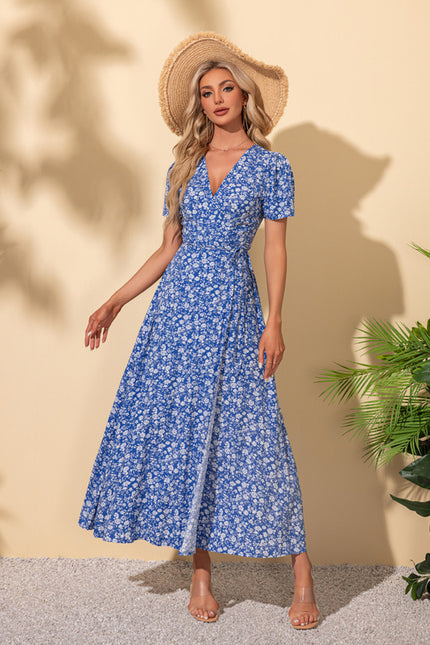 Robe Portefeuille Florale Azur - gallery 3