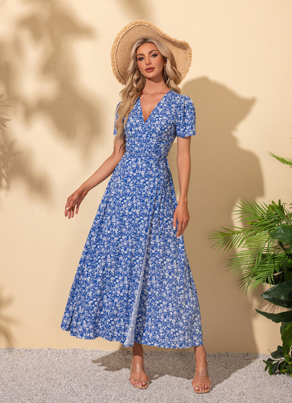 Robe Portefeuille Florale Azur - gallery 3