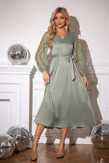 Robe Portefeuille Satin Vert Pastel