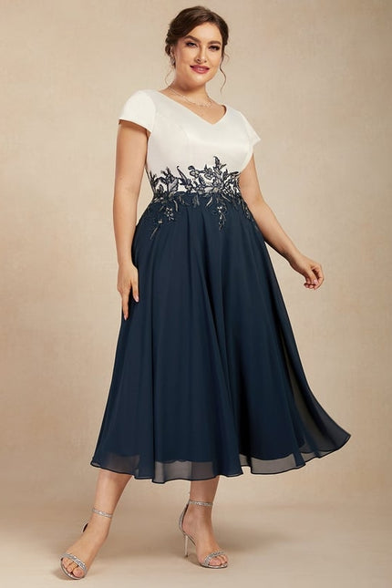 Robe Portefeuille Élégance Marine Satinée - gallery 8