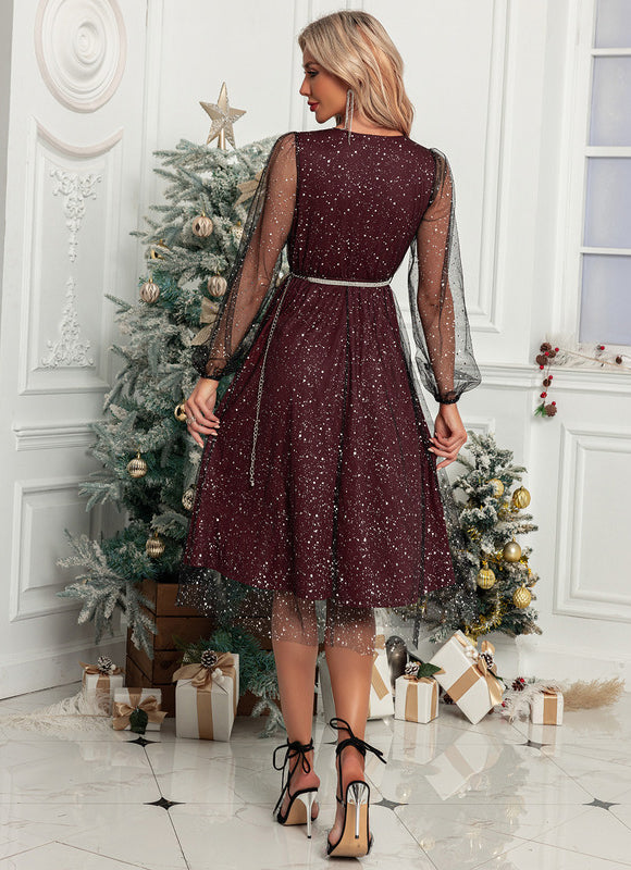 Robe Portefeuille Velours Étincelant - gallery 1