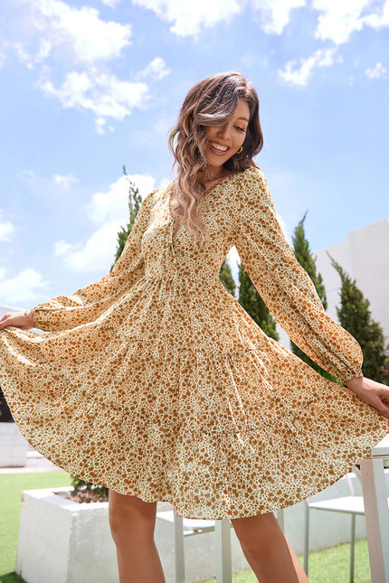 Robe Portefeuille Jaune Floral Aérienne - gallery 2
