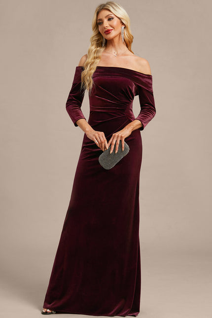 Robe Portefeuille Velours Bordeaux - gallery 2