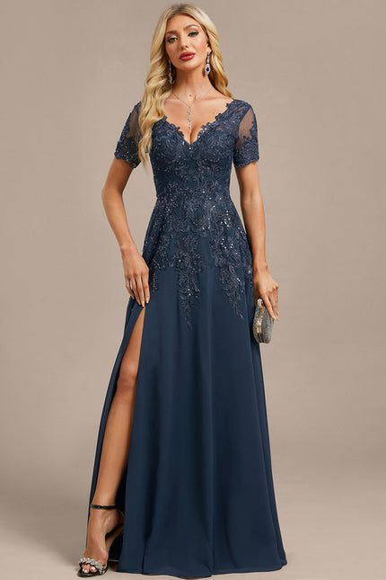 Robe Longue Portefeuille Bleu Marine - gallery 2