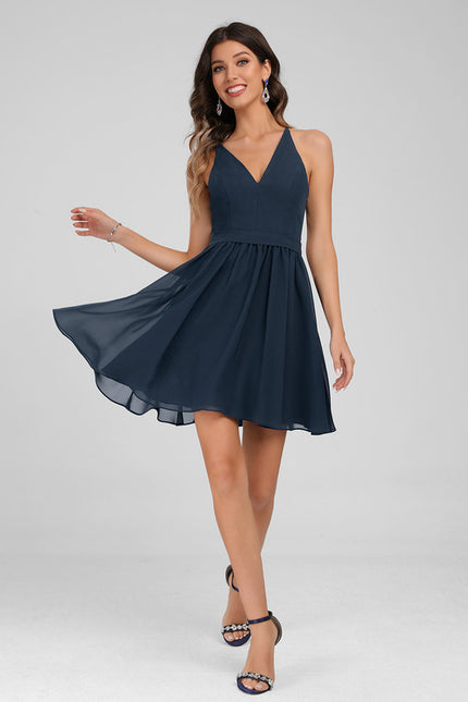 Robe Portefeuille Chiffon Marine - gallery 6