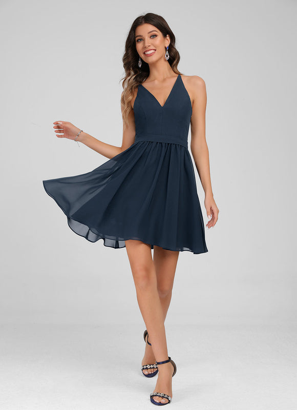 Robe Portefeuille Chiffon Marine - gallery 6