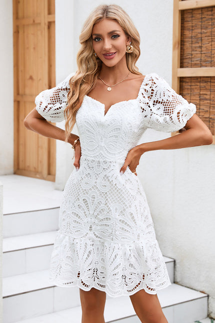 Robe Portefeuille Dentelle Blanche - gallery 1