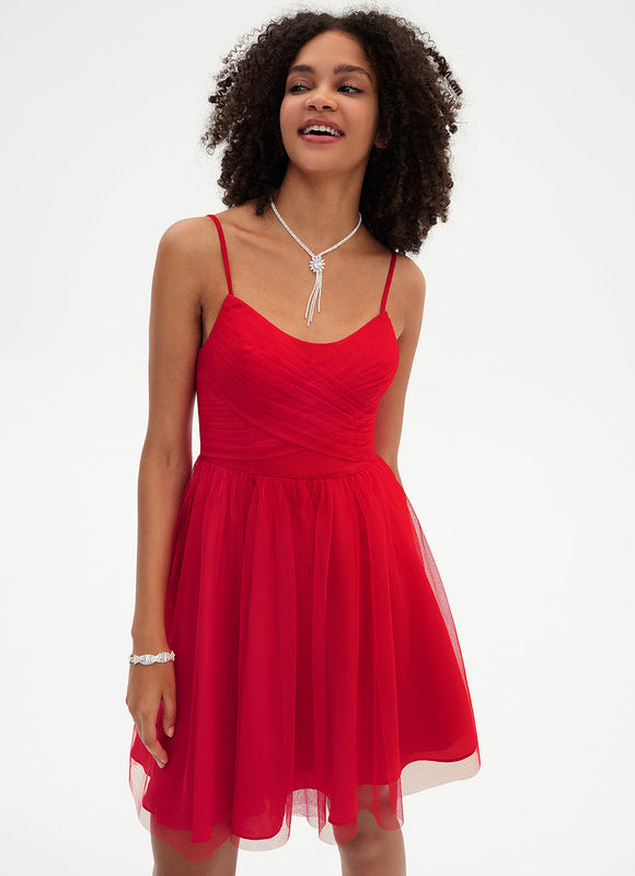 Robe Portefeuille Tulle Rouge - gallery 5