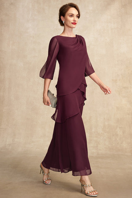Robe Portefeuille Mousseline Prune - gallery 7