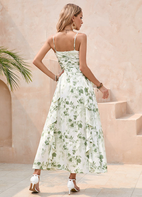 Robe Portefeuille Florale Verte - gallery 2