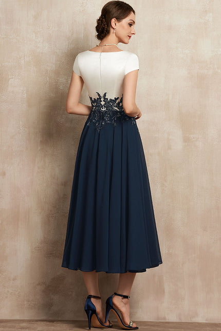 Robe Portefeuille Élégance Marine Satinée - gallery 3