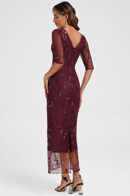 Robe Portefeuille Bordeaux Brodée - gallery 5