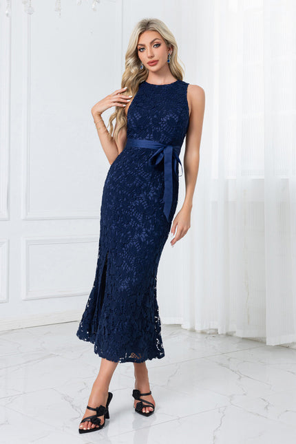 Robe Portefeuille Dentelle Marine - gallery 1