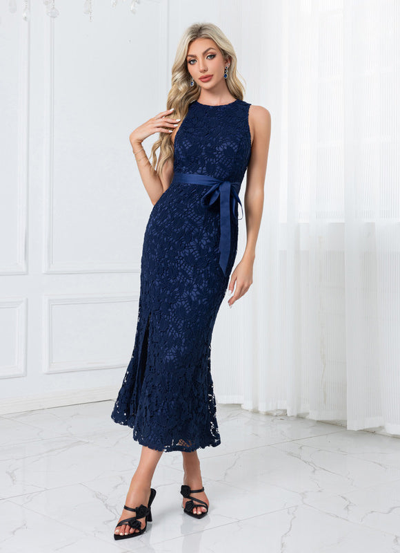 Robe Portefeuille Dentelle Marine - gallery 1