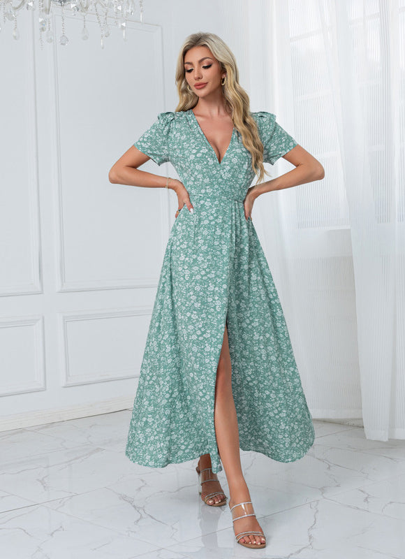 Robe Portefeuille Florale Azur - gallery 7