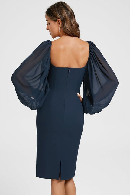 Robe Portefeuille Bleu Nuit Élégante - gallery 3