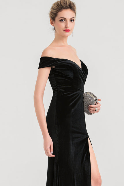 Robe Portefeuille Velours Noir - gallery 2