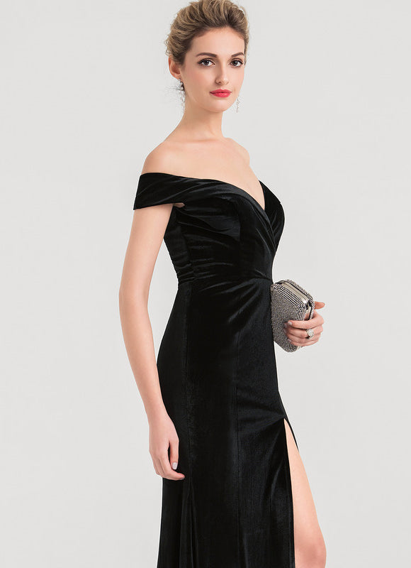 Robe Portefeuille Velours Noir - gallery 2