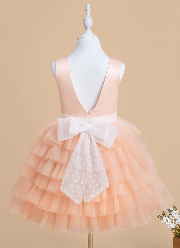 Robe Portefeuille Tulle Pêche