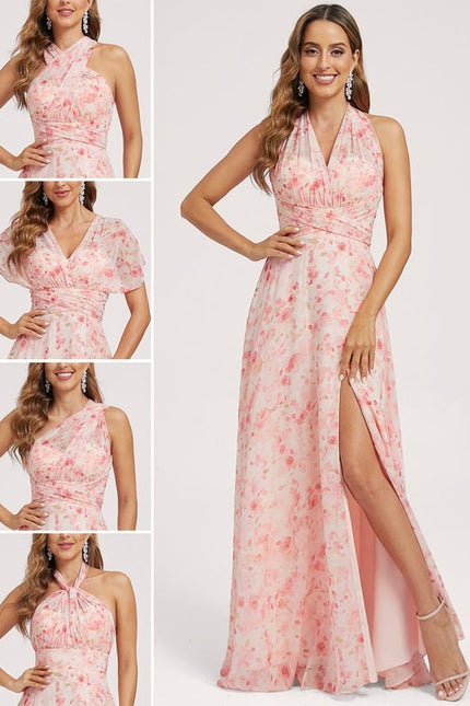 Robe Portefeuille Fleurie Poudrée