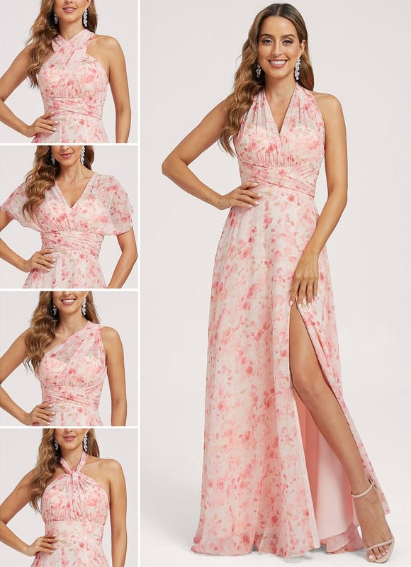 Robe Portefeuille Fleurie Poudrée