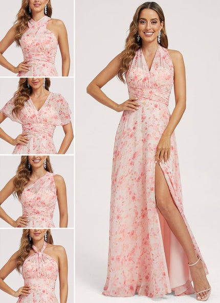 Robe Portefeuille Fleurie Poudrée