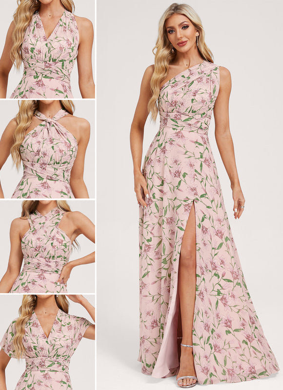 Robe Portefeuille Fleurie Poudrée