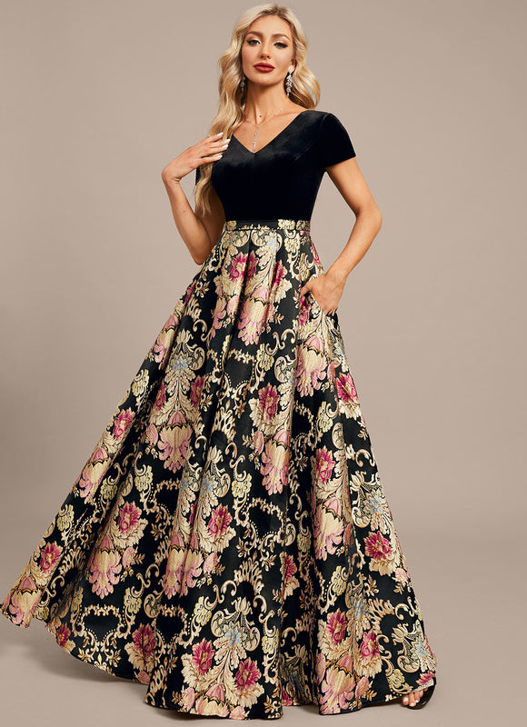 Robe Portefeuille Velours Floral - gallery 3