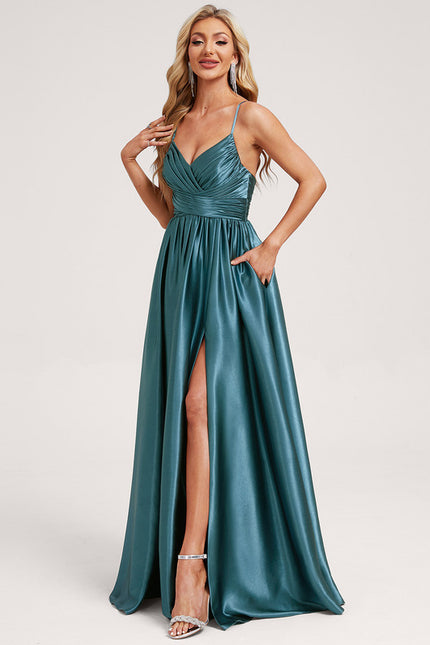 Robe Portefeuille Satin Rose Chic - gallery 2