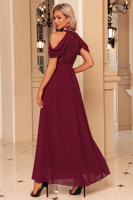 Robe Portefeuille Bordeaux Scintillante - gallery 4