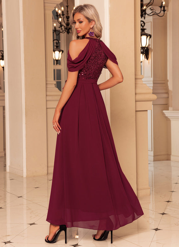 Robe Portefeuille Bordeaux Scintillante - gallery 4