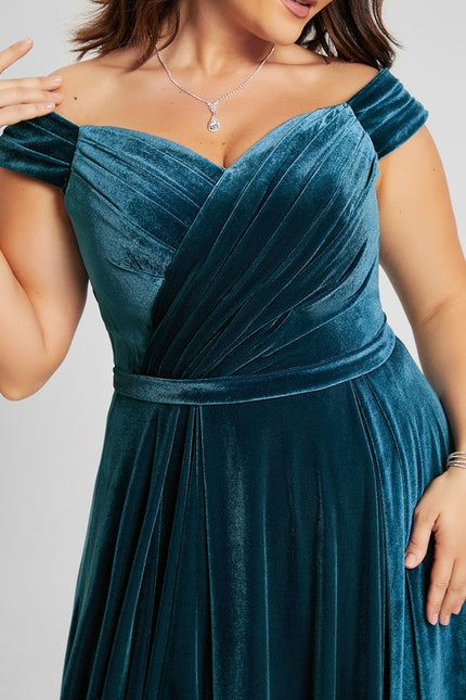 Robe Portefeuille Velours Émeraude Chic - gallery 8