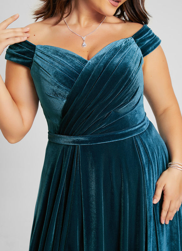 Robe Portefeuille Velours Émeraude Chic - gallery 8