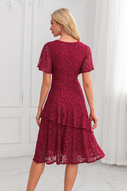 Robe Portefeuille Florale Bordeaux - gallery 1