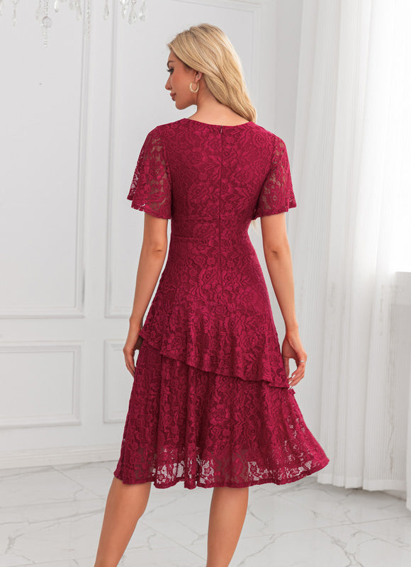 Robe Portefeuille Florale Bordeaux - gallery 1