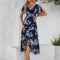 Robe Portefeuille Asymétrique Marine Florale