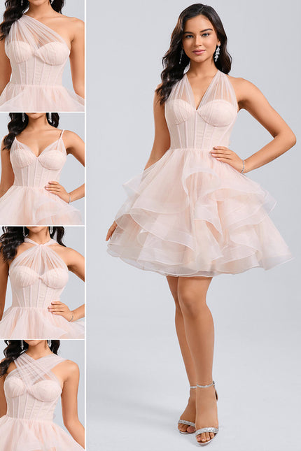 Robe Portefeuille Tulle Saumon Volants