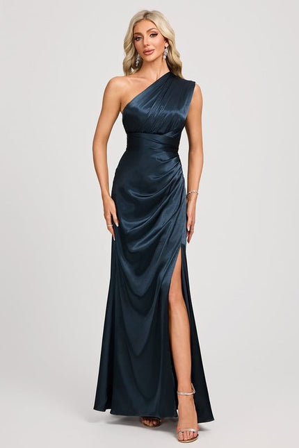 Robe Portefeuille Satin Bleu Nuit - gallery 8