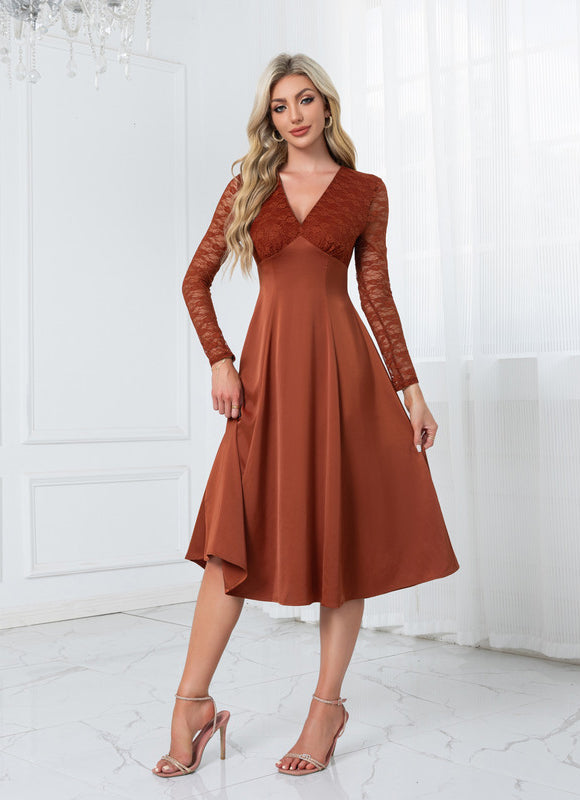 Robe Portefeuille Midi Rouille Élégante - gallery 5