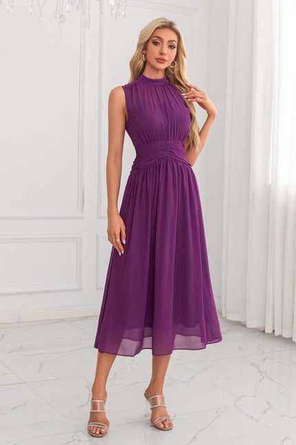 Robe Portefeuille Plissée Violet Chic - gallery 1